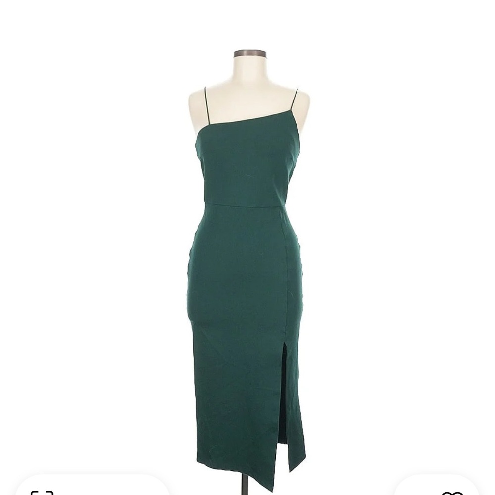 White Valentine Midi Dress- Emerald